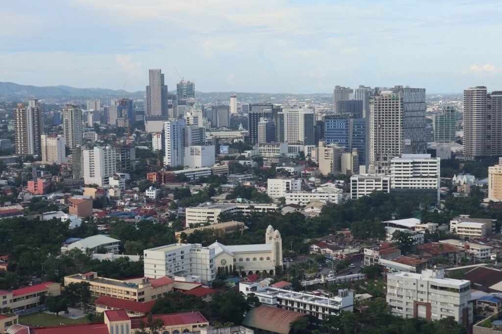 Panoramic view of Cebu City's skyline, including Cebu Business Park and IT Park.